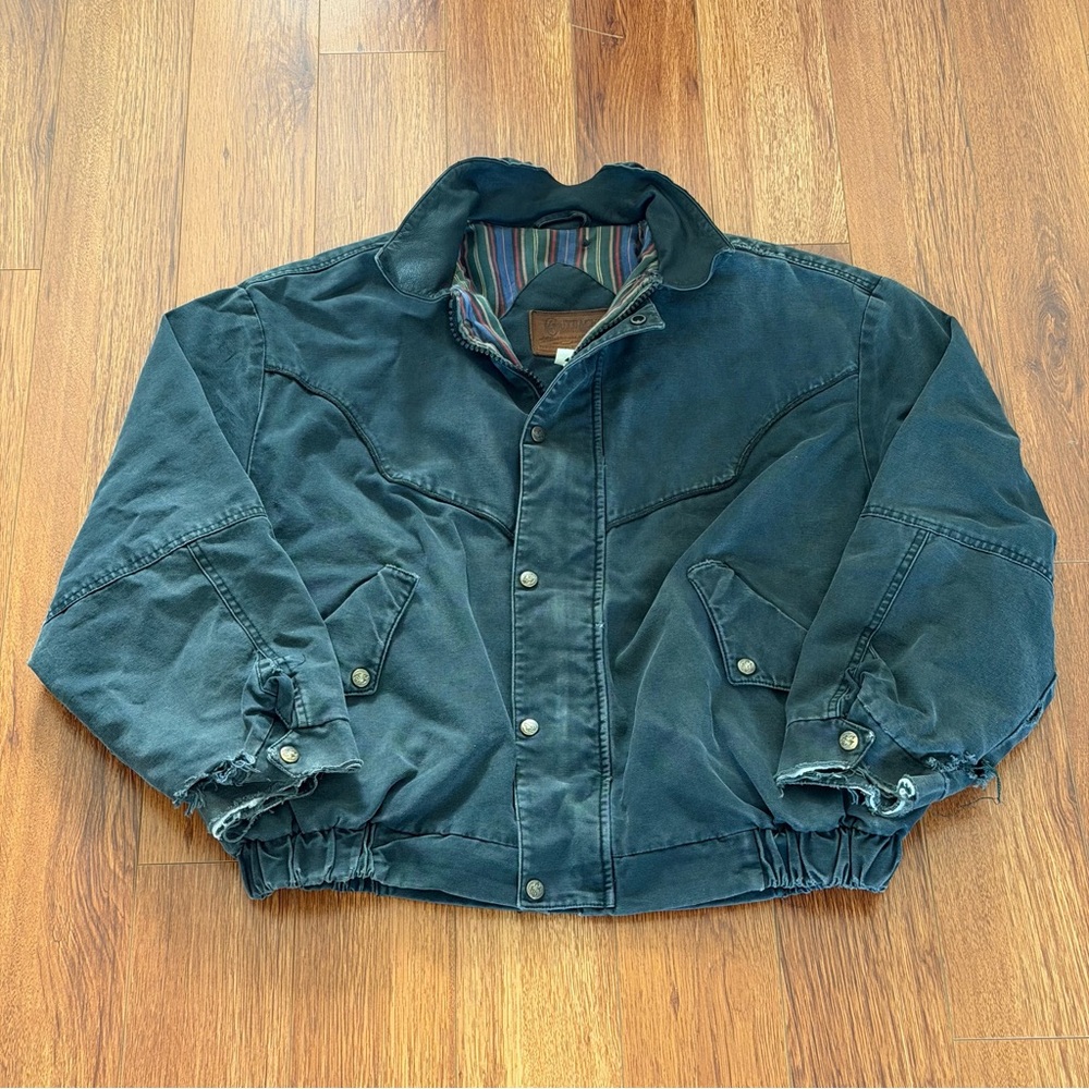 Vintage Outback Trading Company Mens XL Black Canvas Jacket Blanket Lined